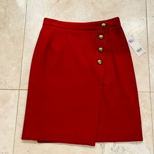 NWT Gerard Darel Red Skirt With Gold Buttons Size FR 38 US 6